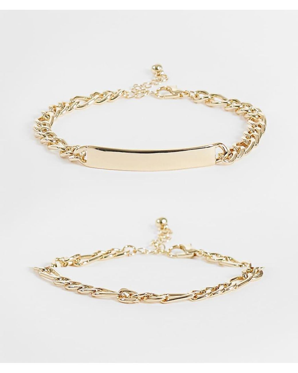 Jack & Jones White 2 Pack Plated Chain Bracelets for men
