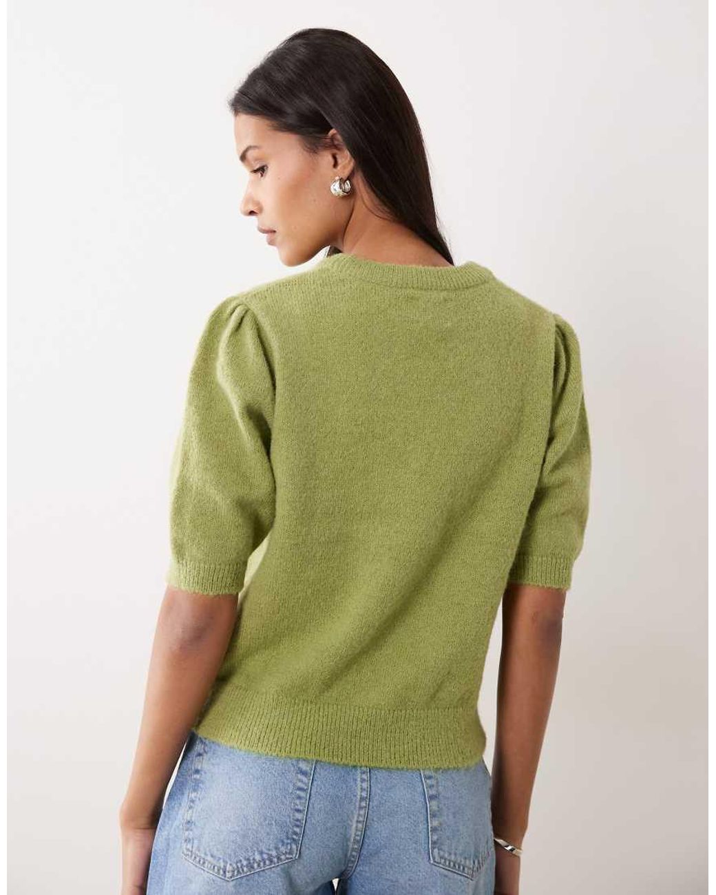 ASOS Green Knitted Short Sleeve Waisted T-shirt