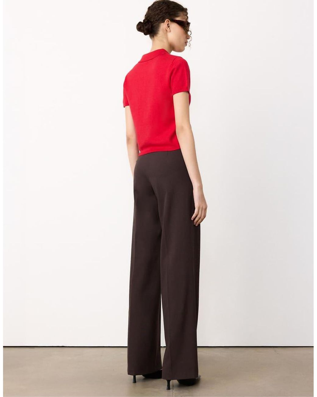 Stradivarius Red Wide-leg Formal Wear Trousers