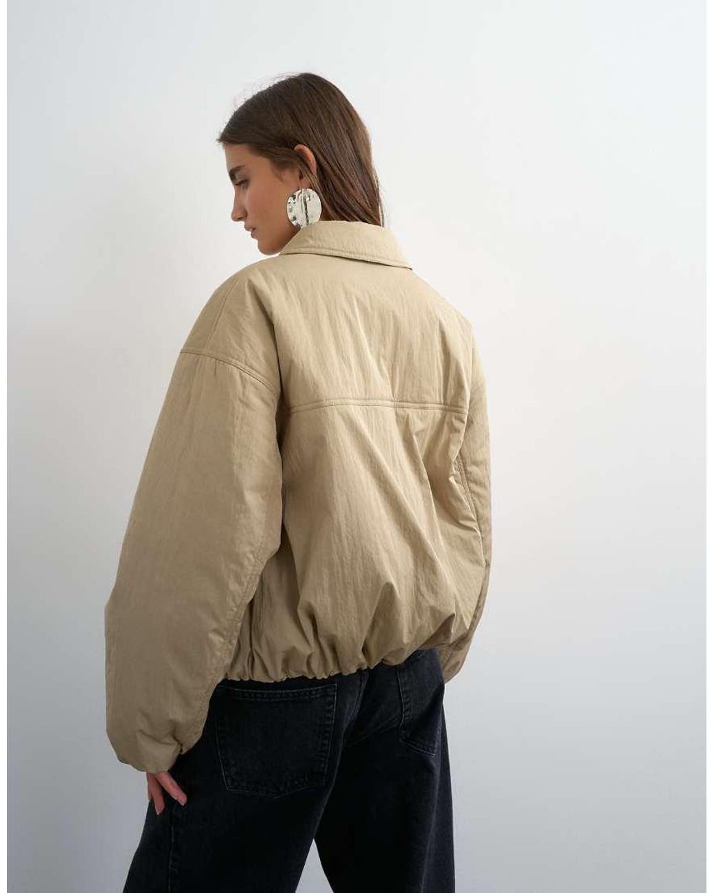 TOPSHOP White Nylon Bomber Jacket