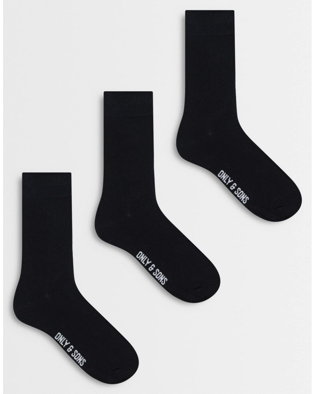 Only & Sons Black 3 Pack Socks for men
