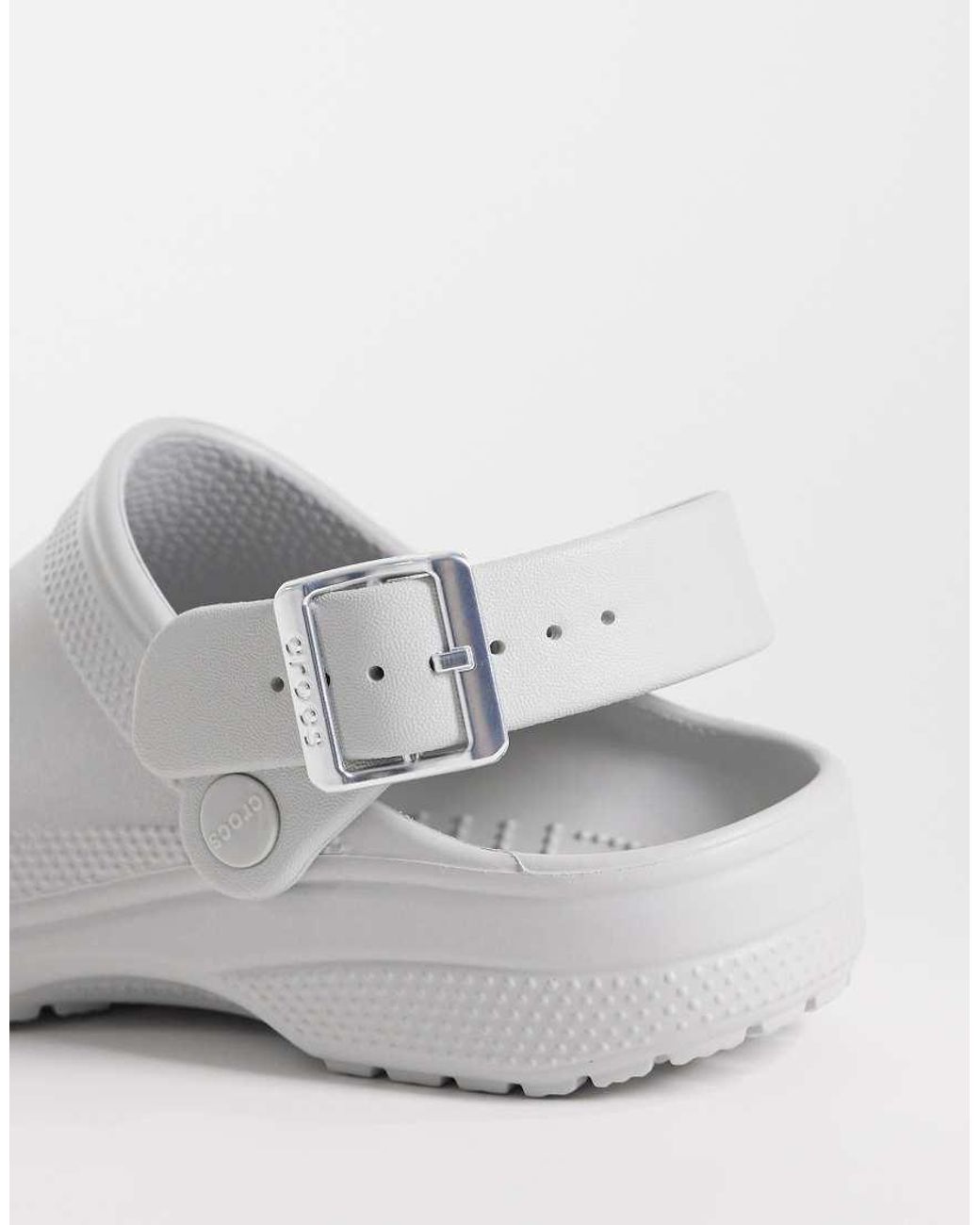 CROCSTM White Classic Metallic Buckle Clogs