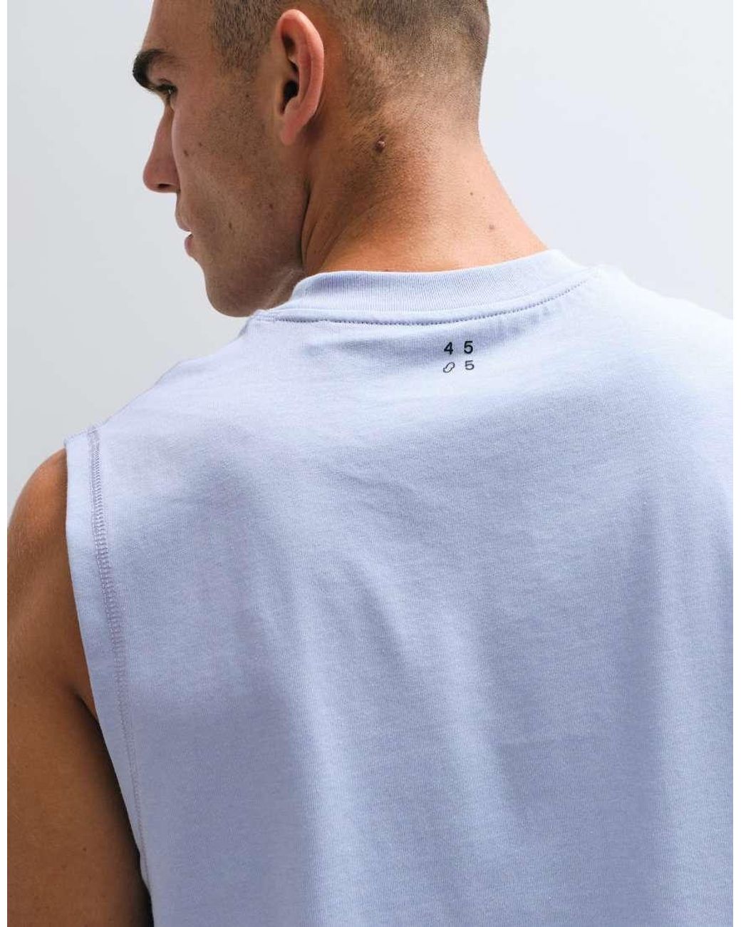 4505 Blue Cotton Cropped Lifting Tank Top With Quick Dry Finish for men