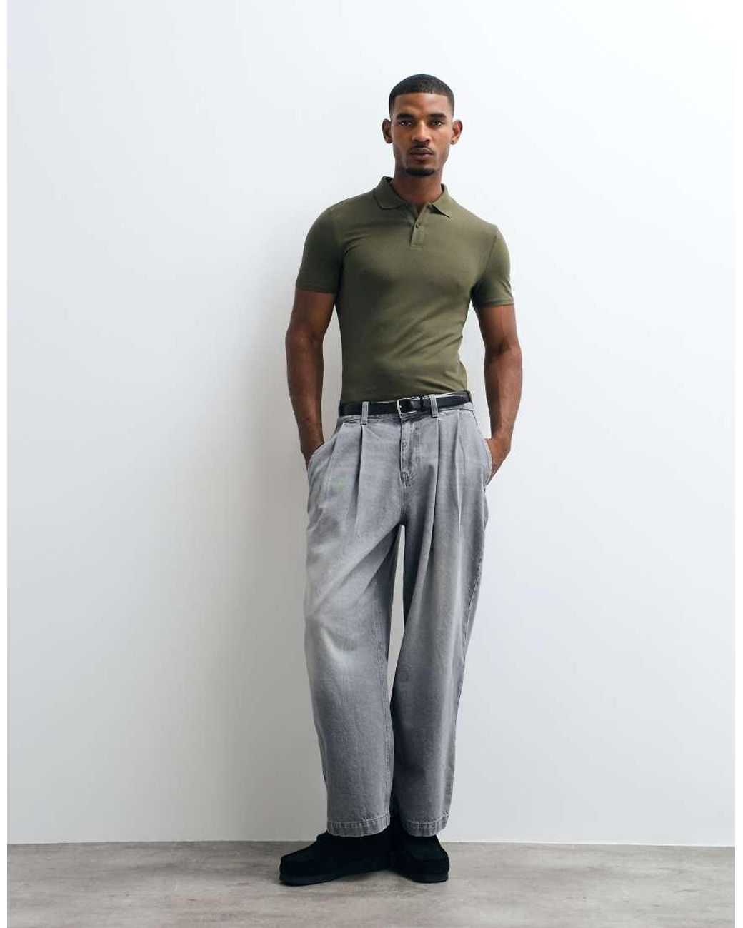 ASOS Green Essentials Muscle Fit Polo for men