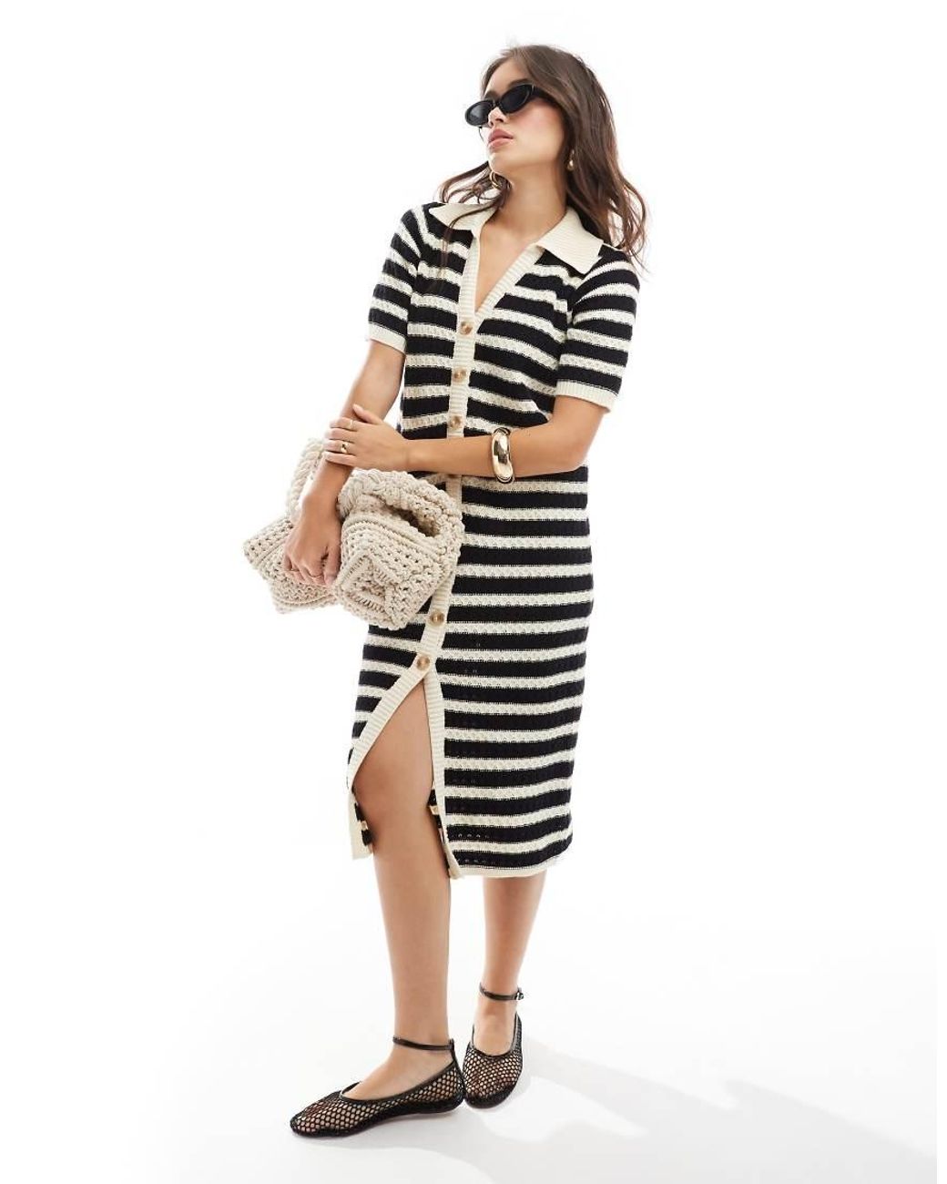 Y.A.S White Crochet Midi Dress