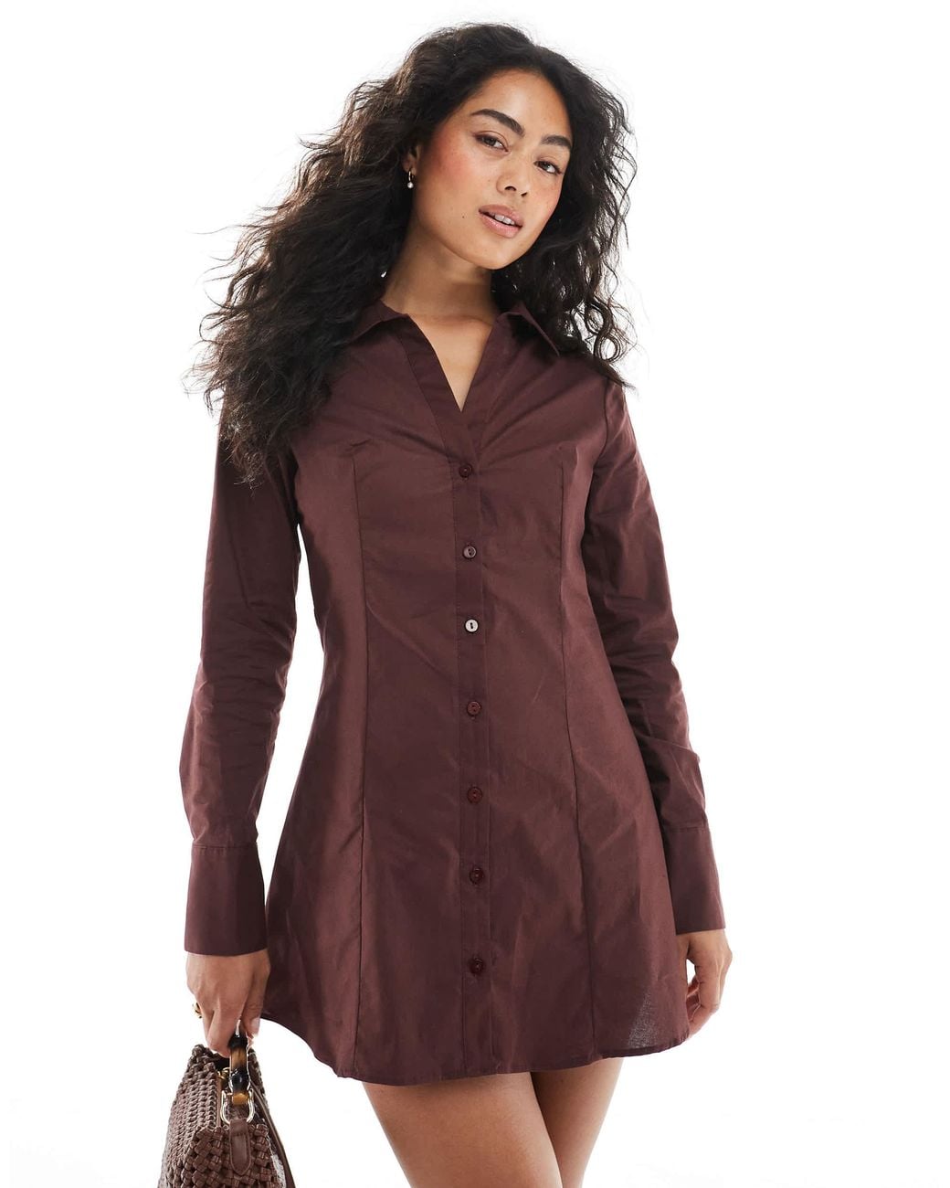 Miss Selfridge Poplin Fitted Shirt Dress in Purple | Lyst Australia