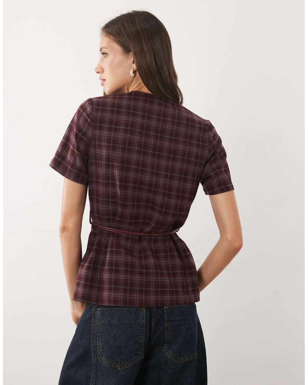 Threadbare Purple Tailored Belted Top