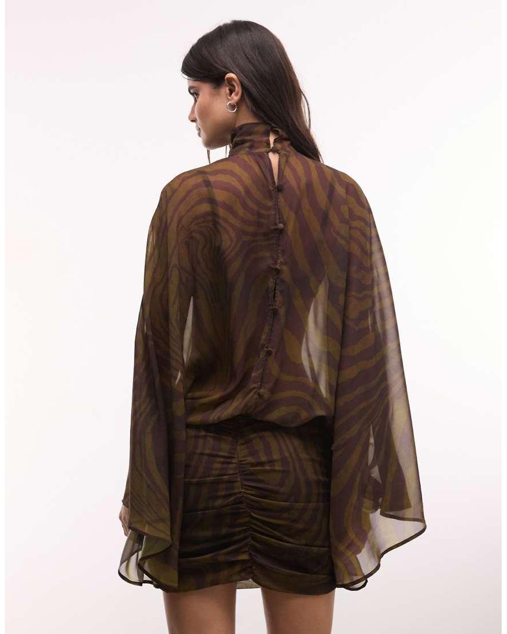 ASOS Brown Batwing Chiffon Mini Dress