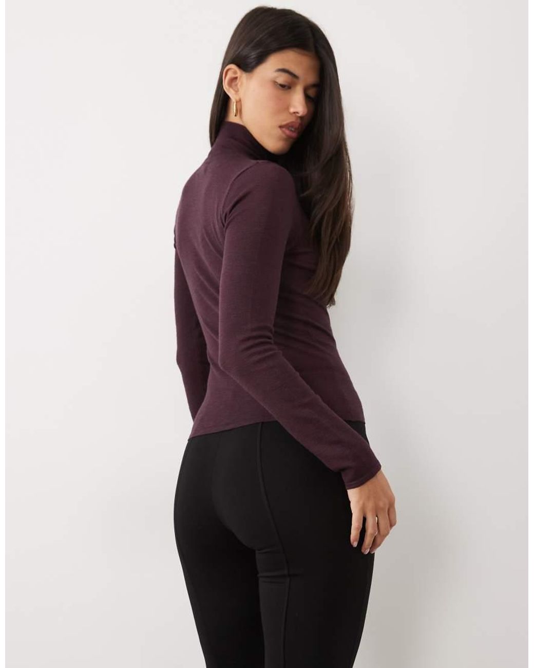 Pretty Lavish Purple Fine Knit Long Sleeve Roll Neck Top