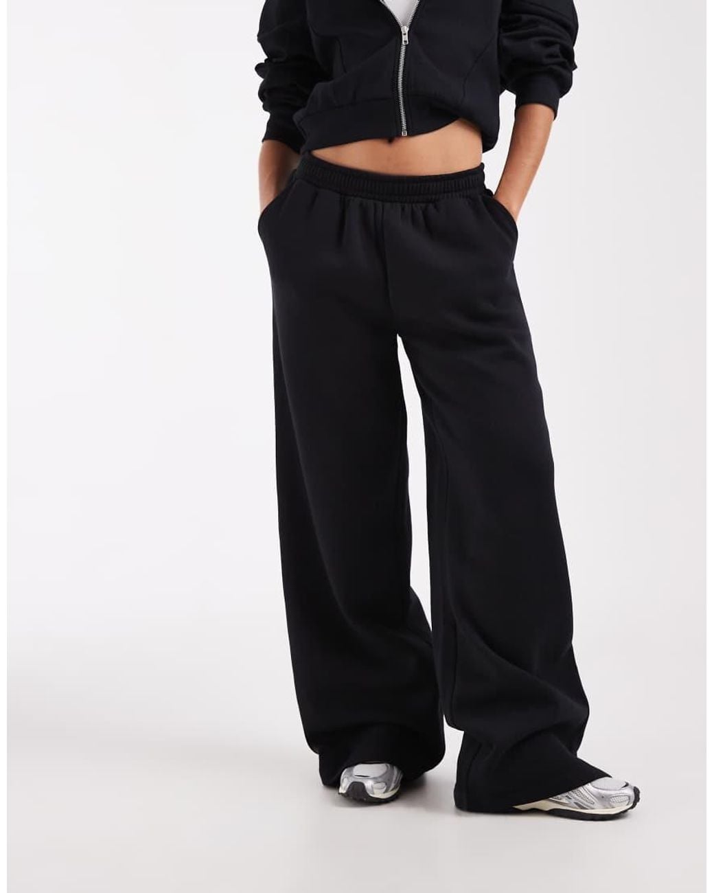 ASOS Blue Wide Leg Brushback Sweatpants