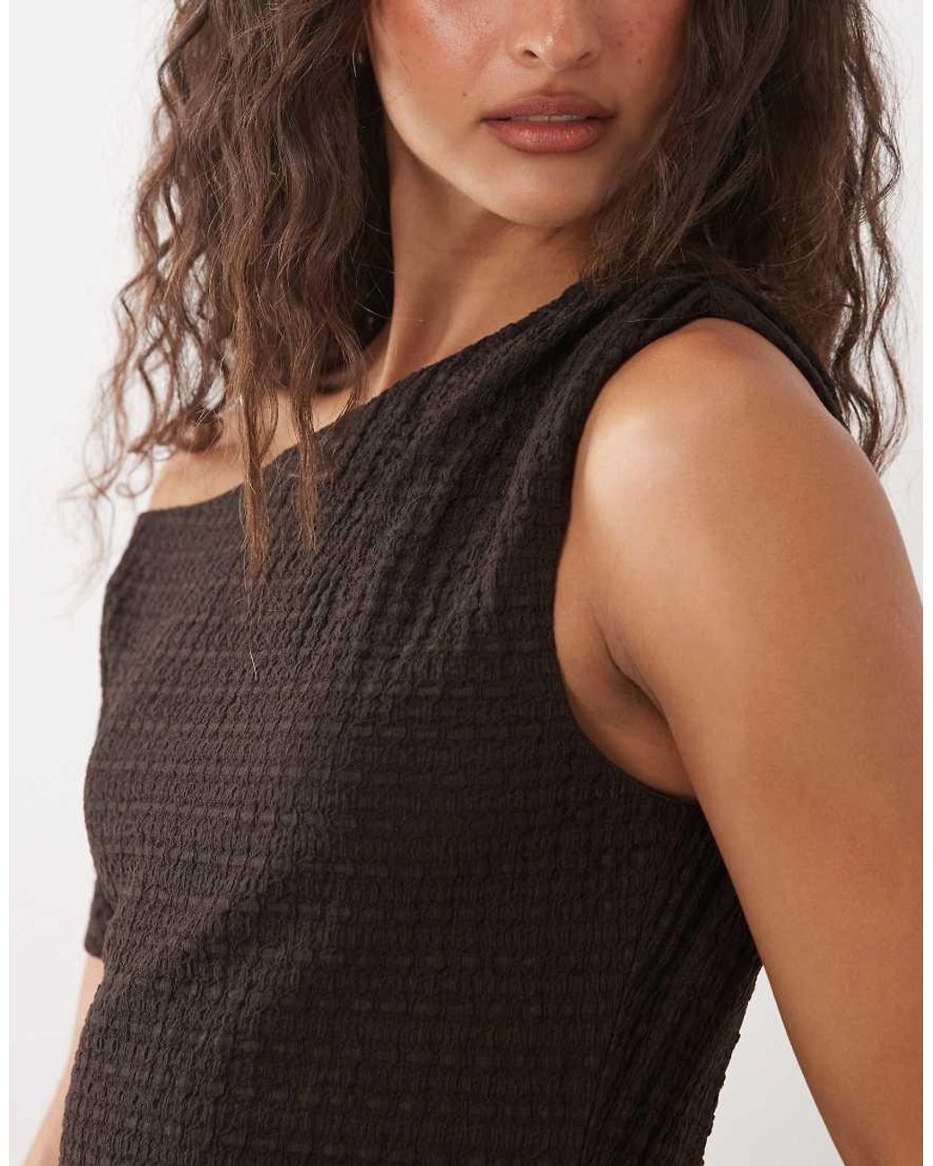 ASOS Black Textured Jersey Off Shoulder Midi Dress