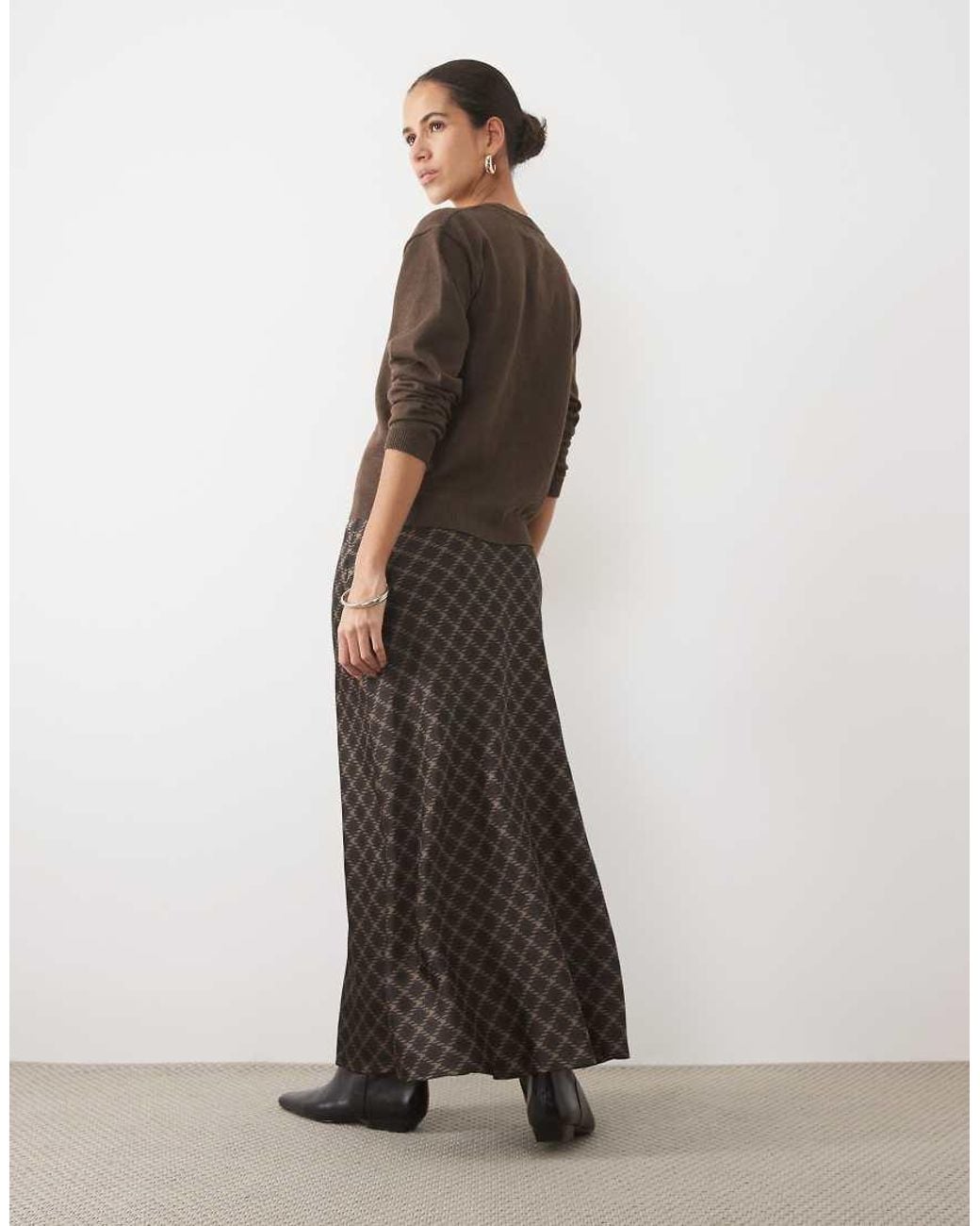 Vila Brown Satin Maxi Skirt