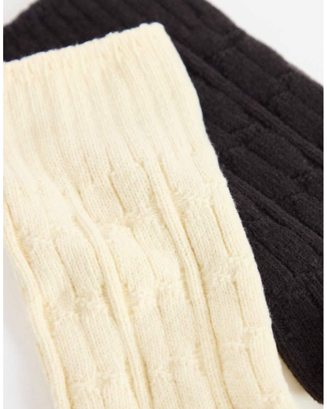 TOPSHOP White 2pk Cable Knit Cozy Socks