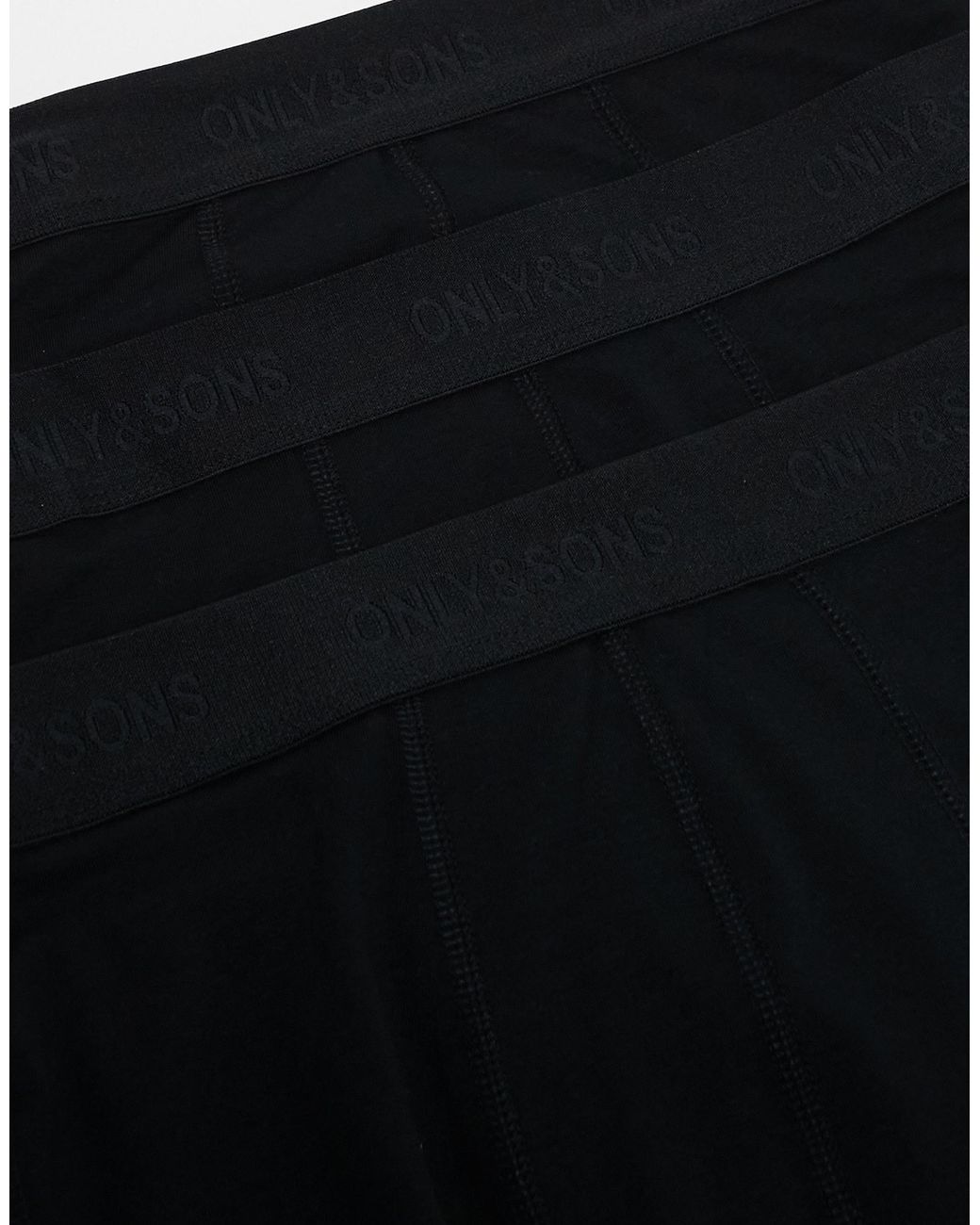 Only & Sons Black 3 Pack Trunks for men