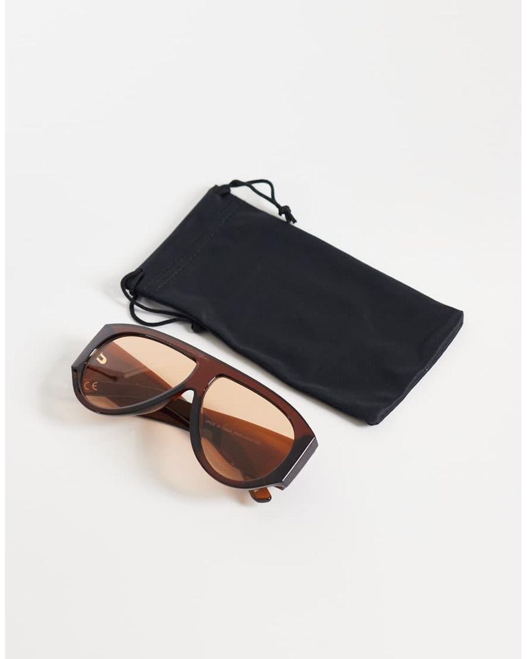ASOS Natural Aviator Sunglasses With Wide Temple