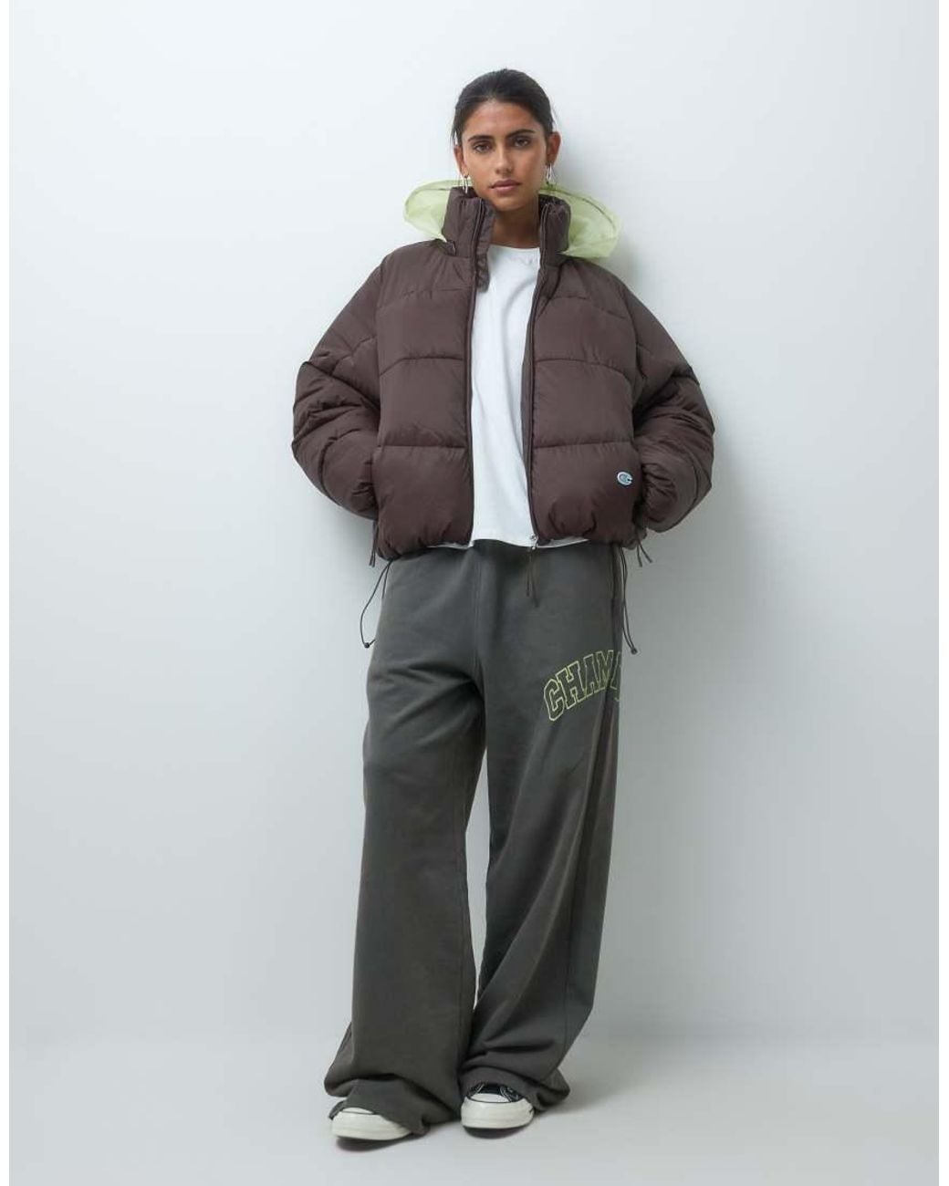 Champion Brown Future Memories Womens Hooded Puffer Jacket