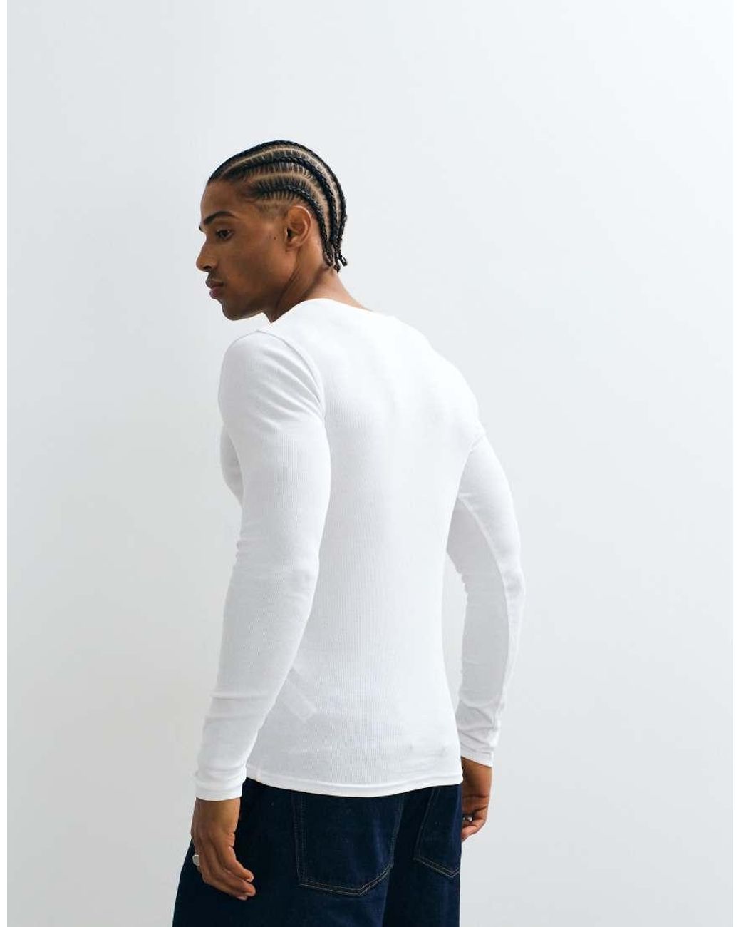 ASOS White Essentials Muscle Fit Long Sleeve T-shirt for men