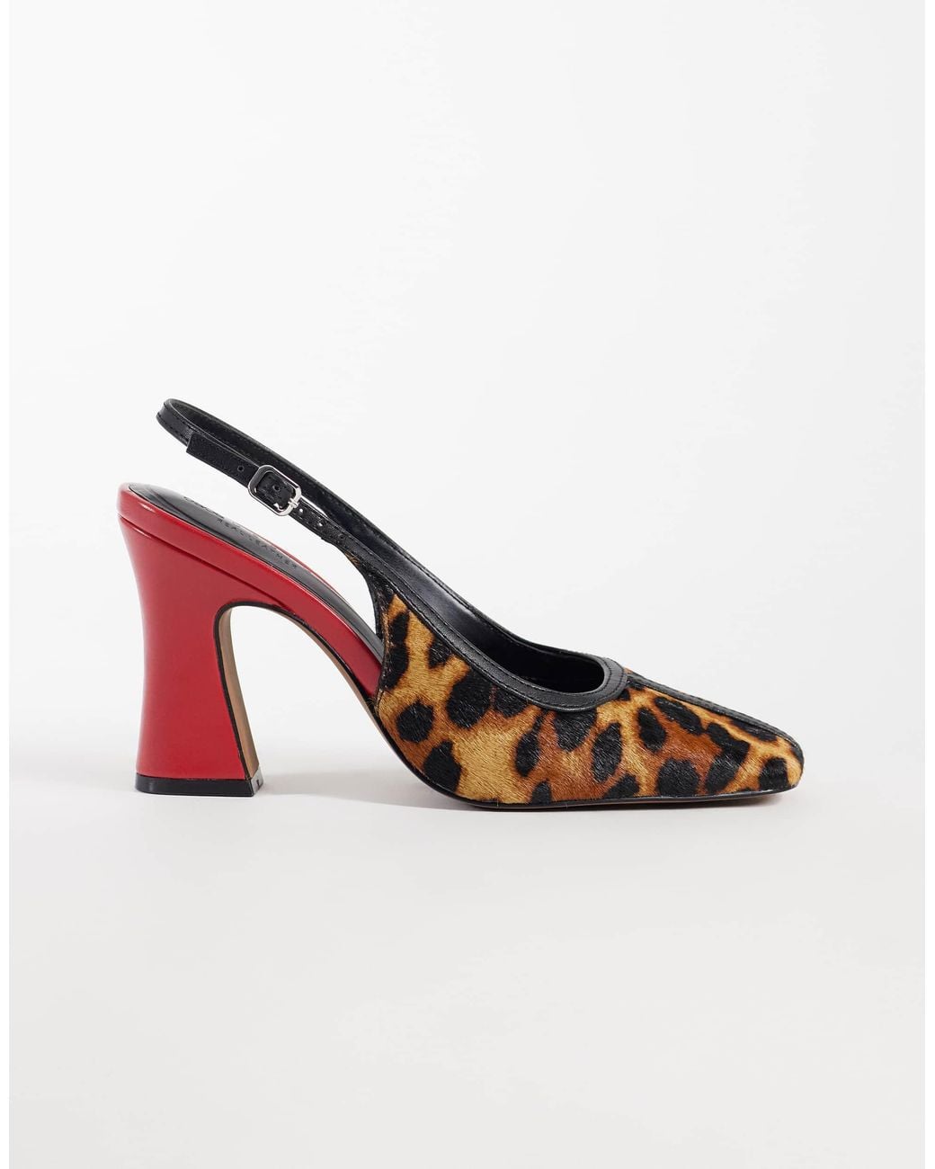 ASOS Pristine Premium Hair On Real Leather Slingback Block Heels in ...