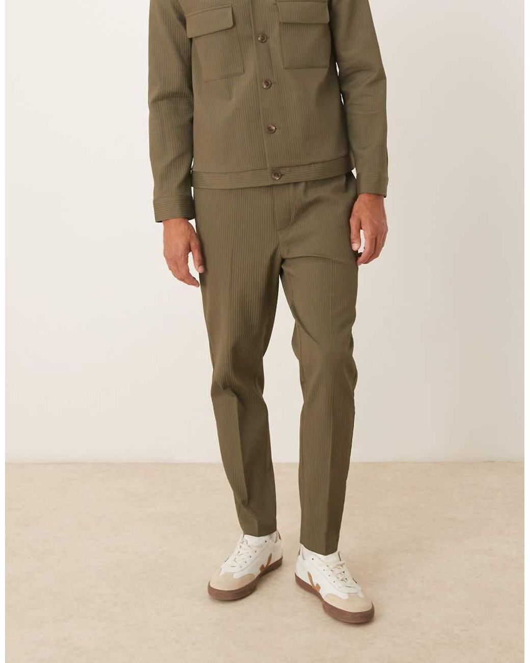 ASOS Natural Tapered Smart Co-ord Pull On Trousers for men