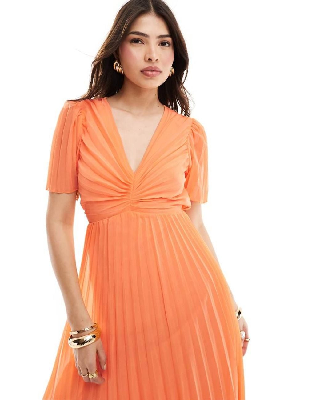 asos design pleated bodice flutter sleeve pleat midi dress ASOS DESIGN Pleated Bodice Flutter Sleeve Pleat Midi Dress in Navy, Women's Fashion, Dresses & Sets, Dresses on Carousell