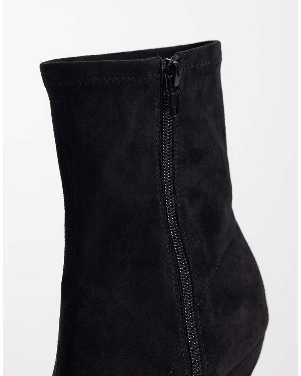 ASOS Black Revel Wedge Sock Ankle Boots