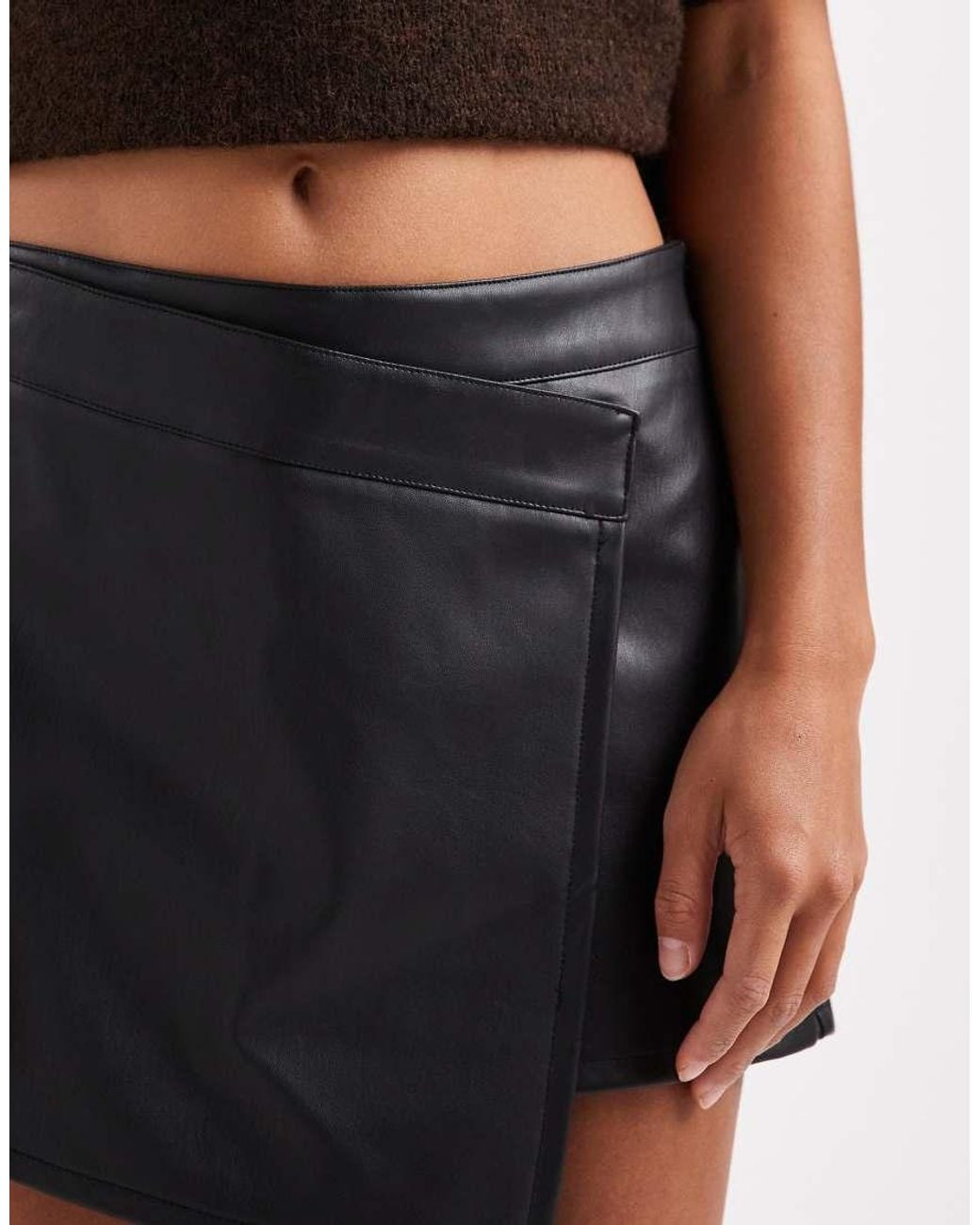 Miss Selfridge Black Faux Leather Skort