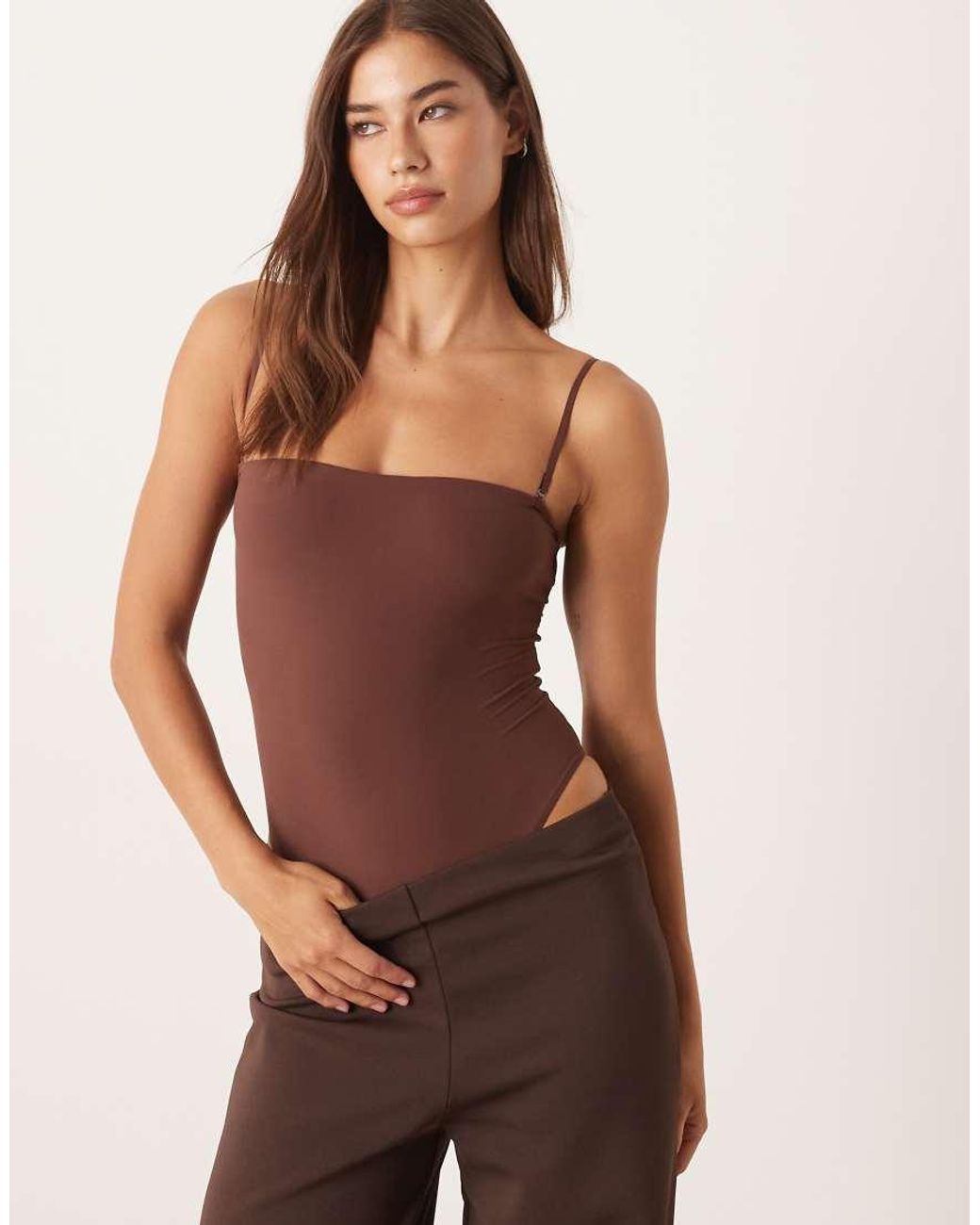 agon® Brown Square Neck Bodysuit
