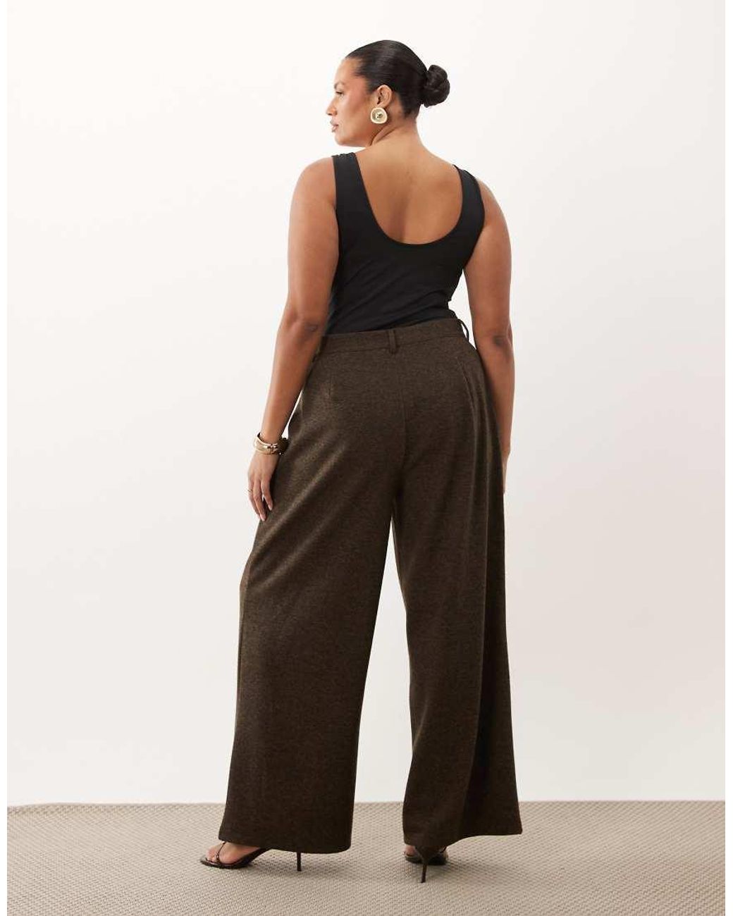 ASOS White Asos Design Curve Brushed Wide Leg Pants