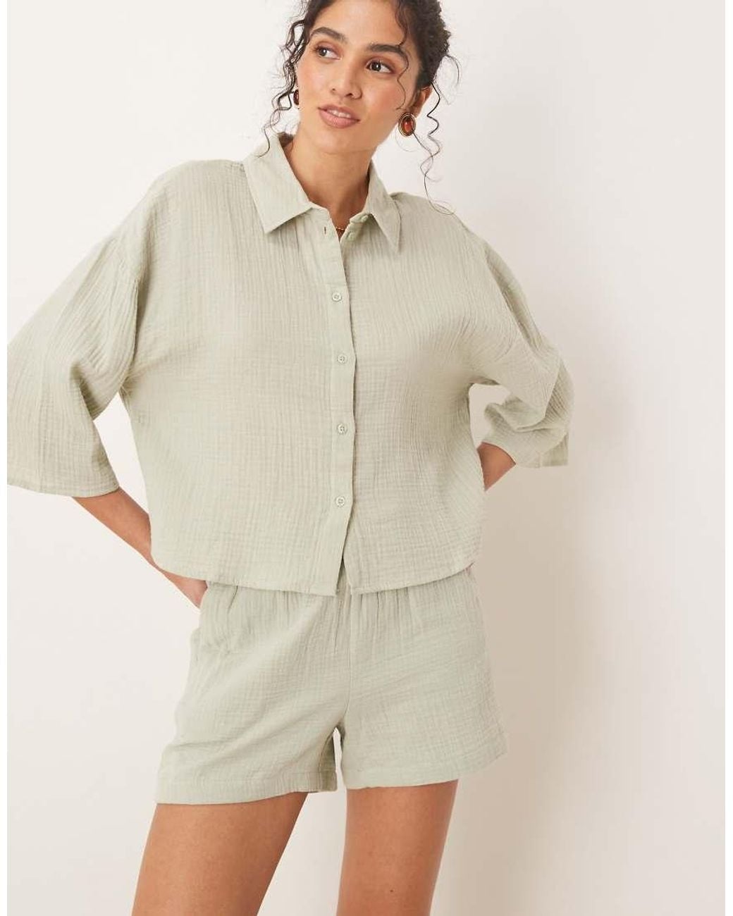 Jdy Natural Cheesecloth Shorts Co-Ord