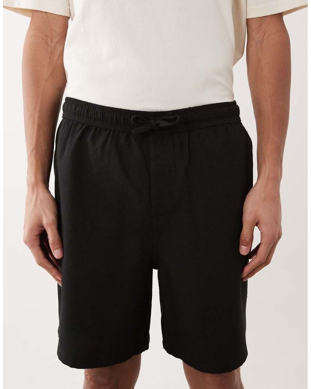 New Look Natural Co-Ord Linen Look Pull On Shorts for men