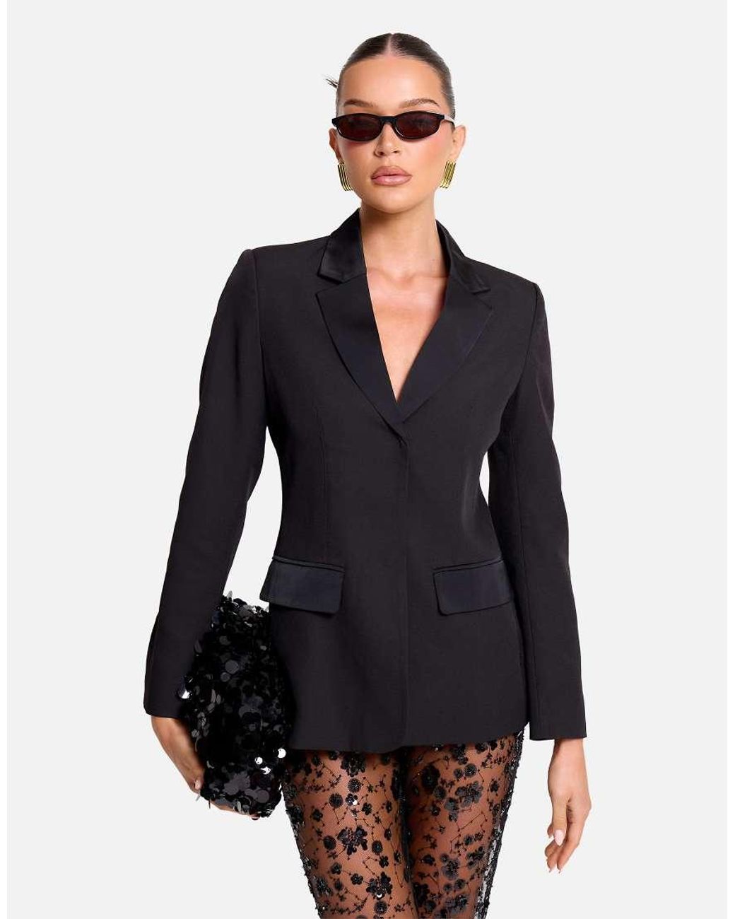 Public Desire Black Single Breasted Fitted Blazer