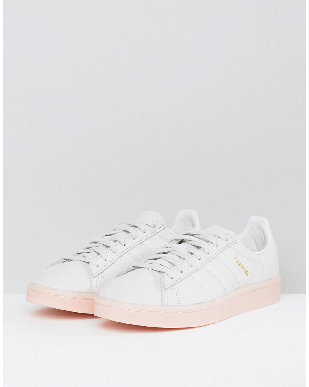 adidas Originals Originals Campus Sneaker In Pale Grey With Pink Sole in  White | Lyst Australia