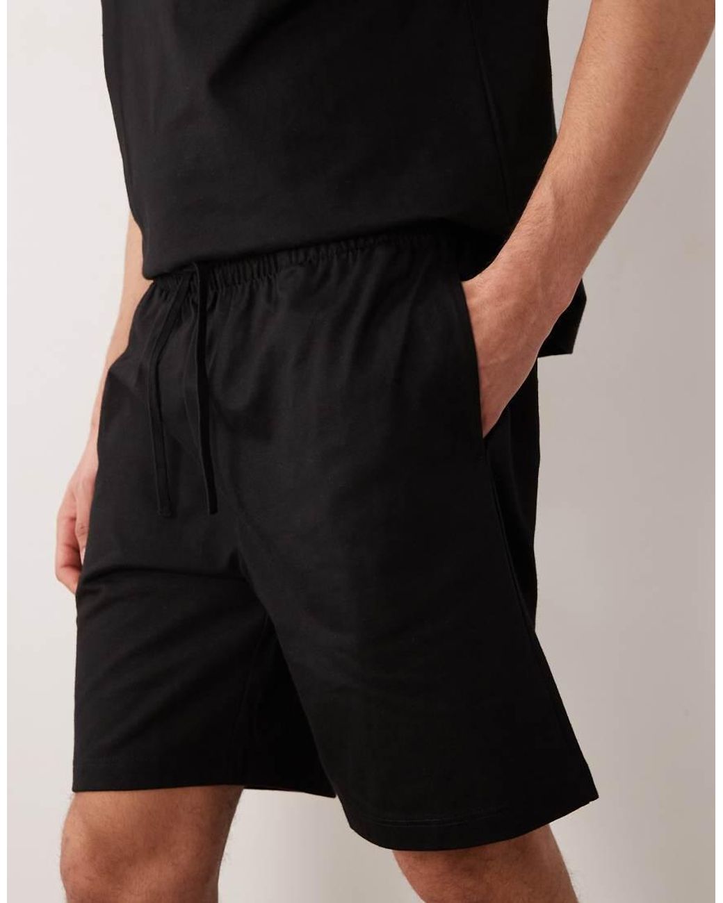 River Island Black Boxy Oversized T-shirt And Shorts Set for men