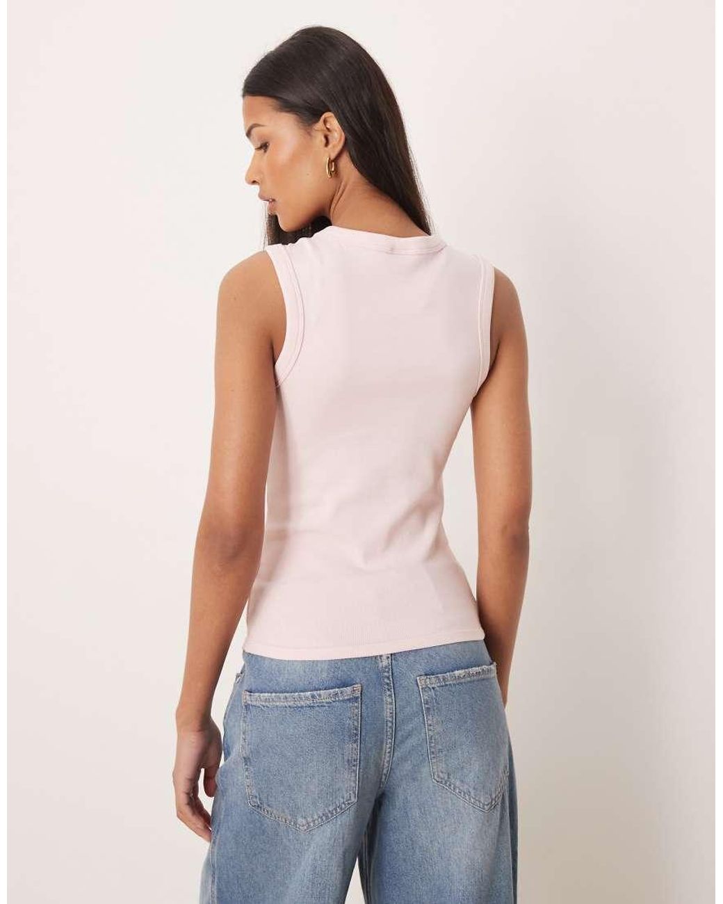 Gina Tricot Blue V Neck Rib Tank