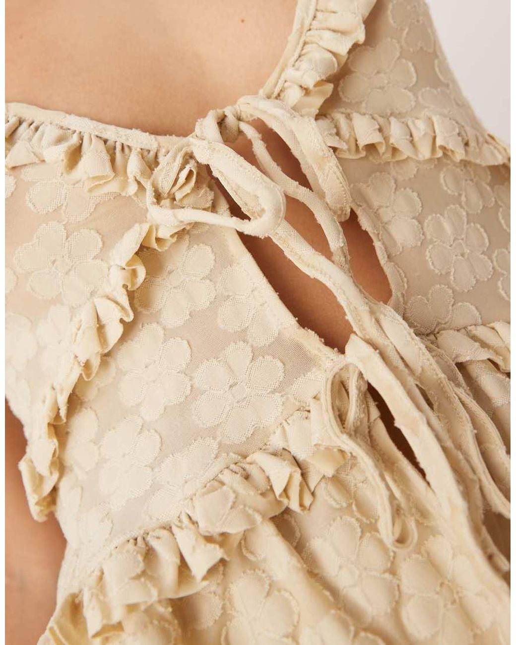 ASOS Natural Frill Detail Tie Front Cami Top