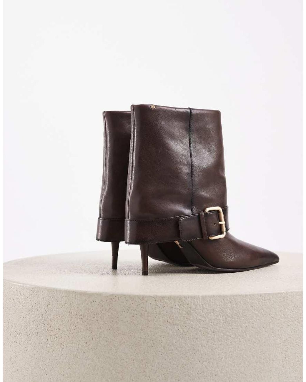 Bronx White Aly-cia Foldover High Ankle Boots With Buckle