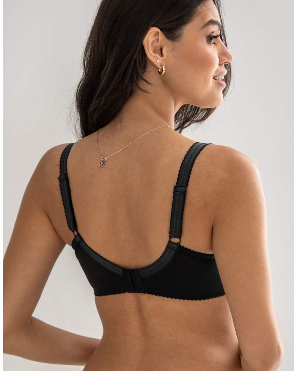 Pour Moi Black Sofia Lace Embroidered Side Support Bra D