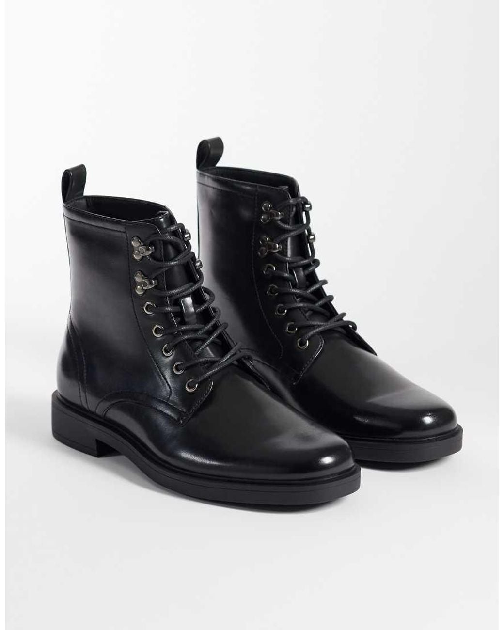 ASOS Black Lace Up Boots With Ski Hooks for men