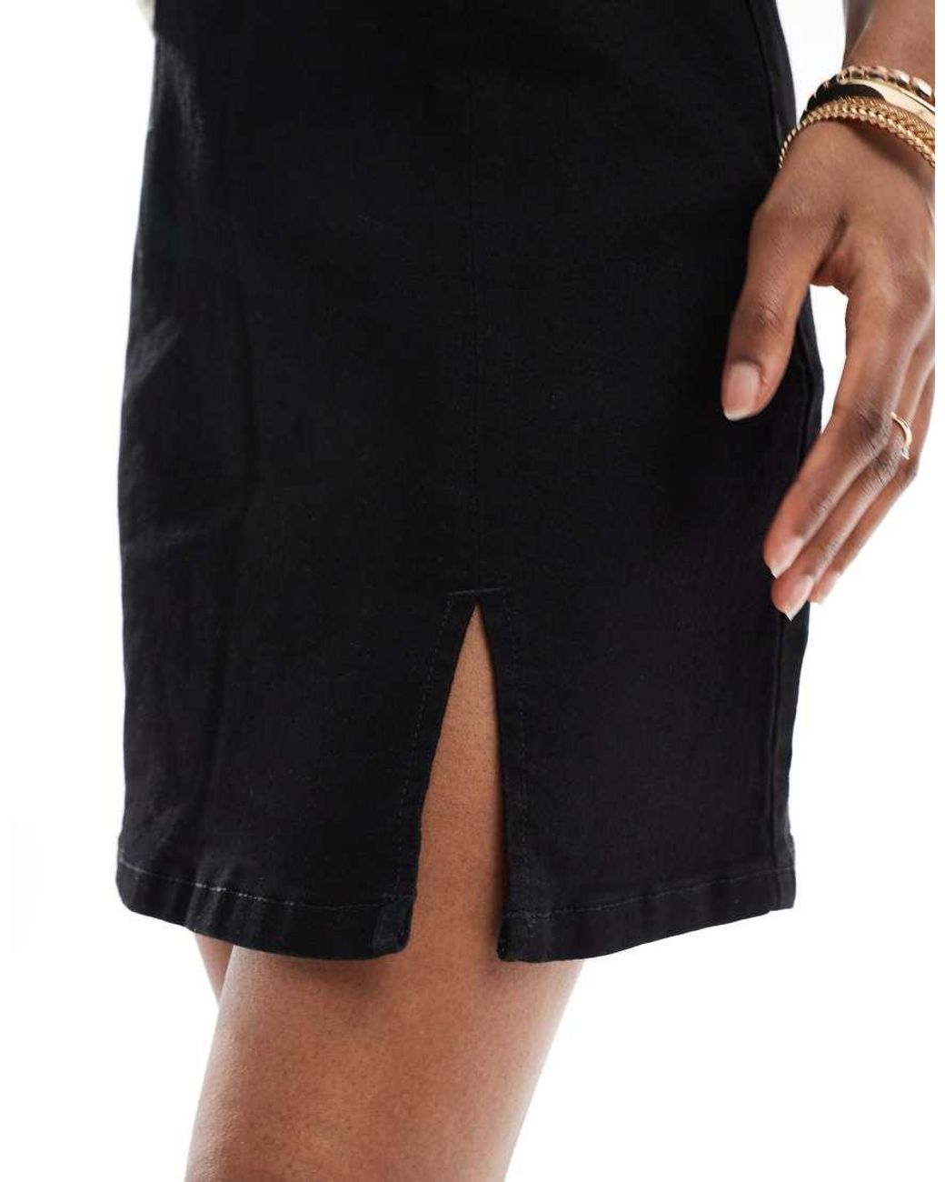 Vero Moda White Stretch Denim Mini Skirt With Notch Front
