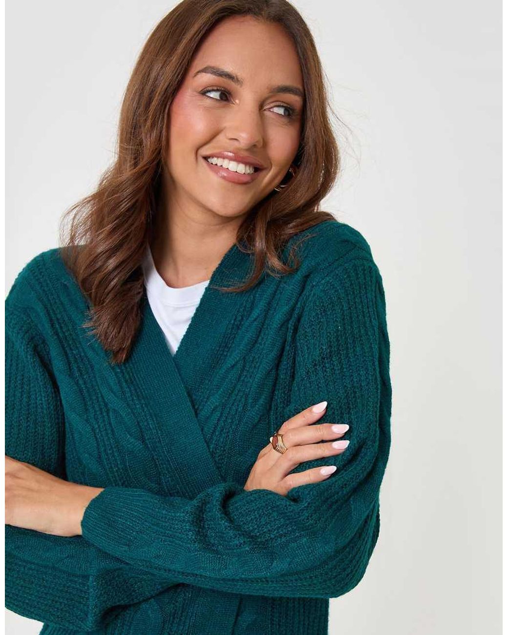 Threadbare Blue Cable Knit Open Cardigan