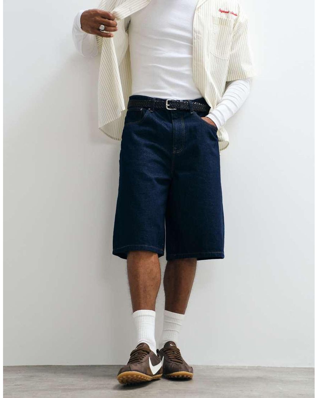 ASOS Blue Loose Denim Jorts for men