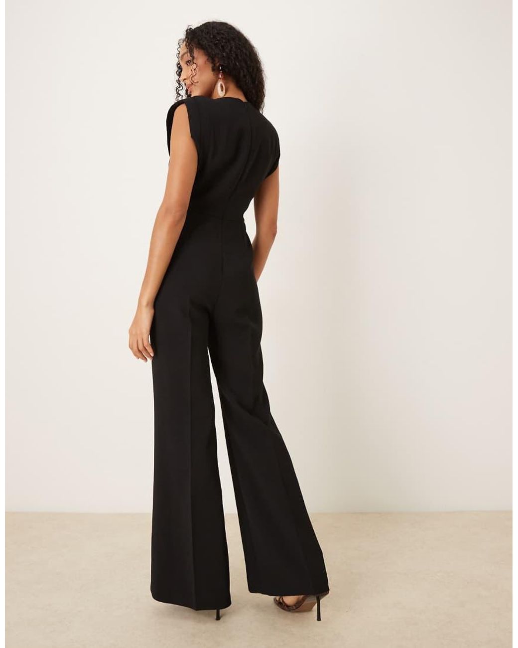 Mango Black Sleeveless Flared Jumpsuit