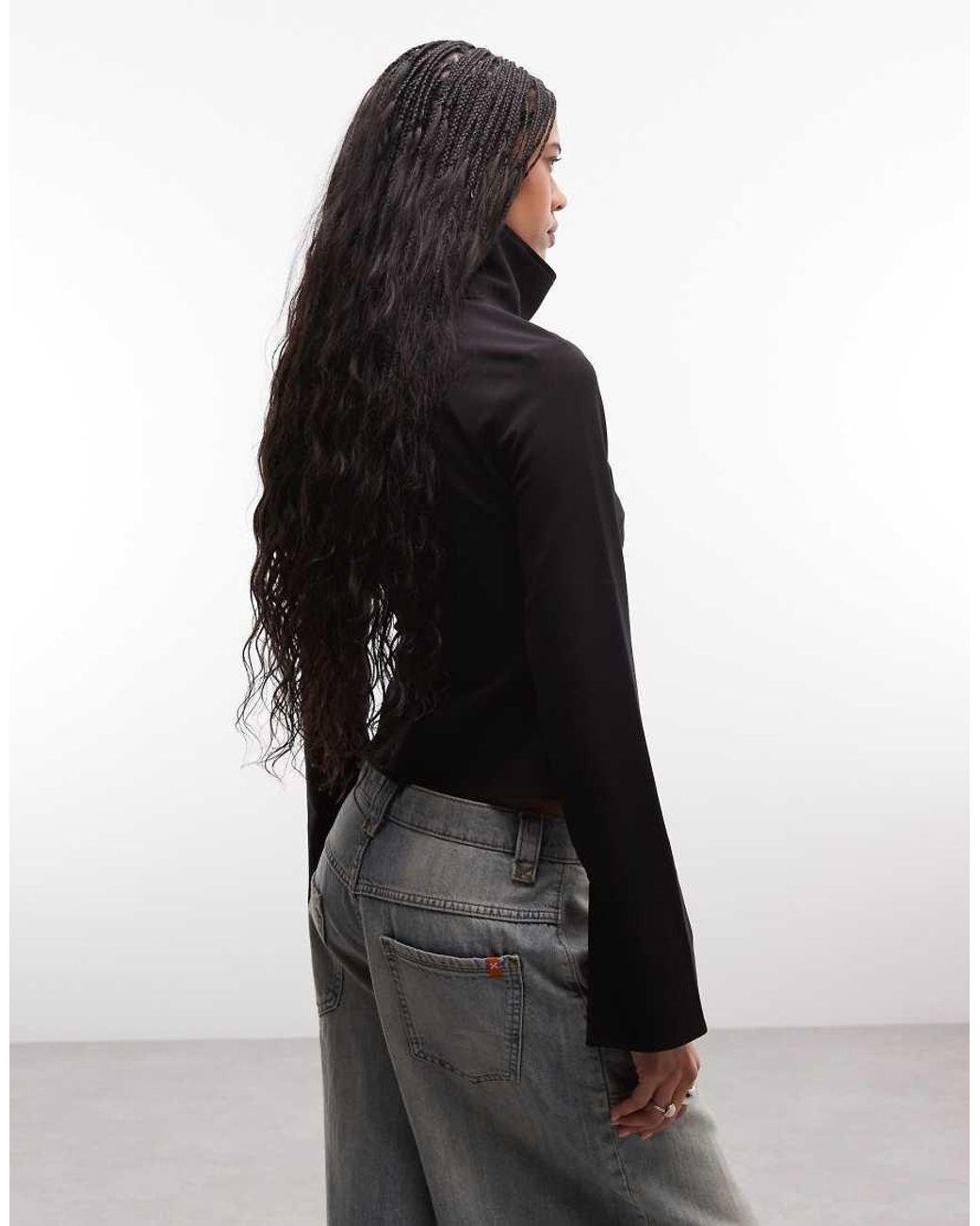 Weekday Black Funnel Neck Slim Fit Shirt