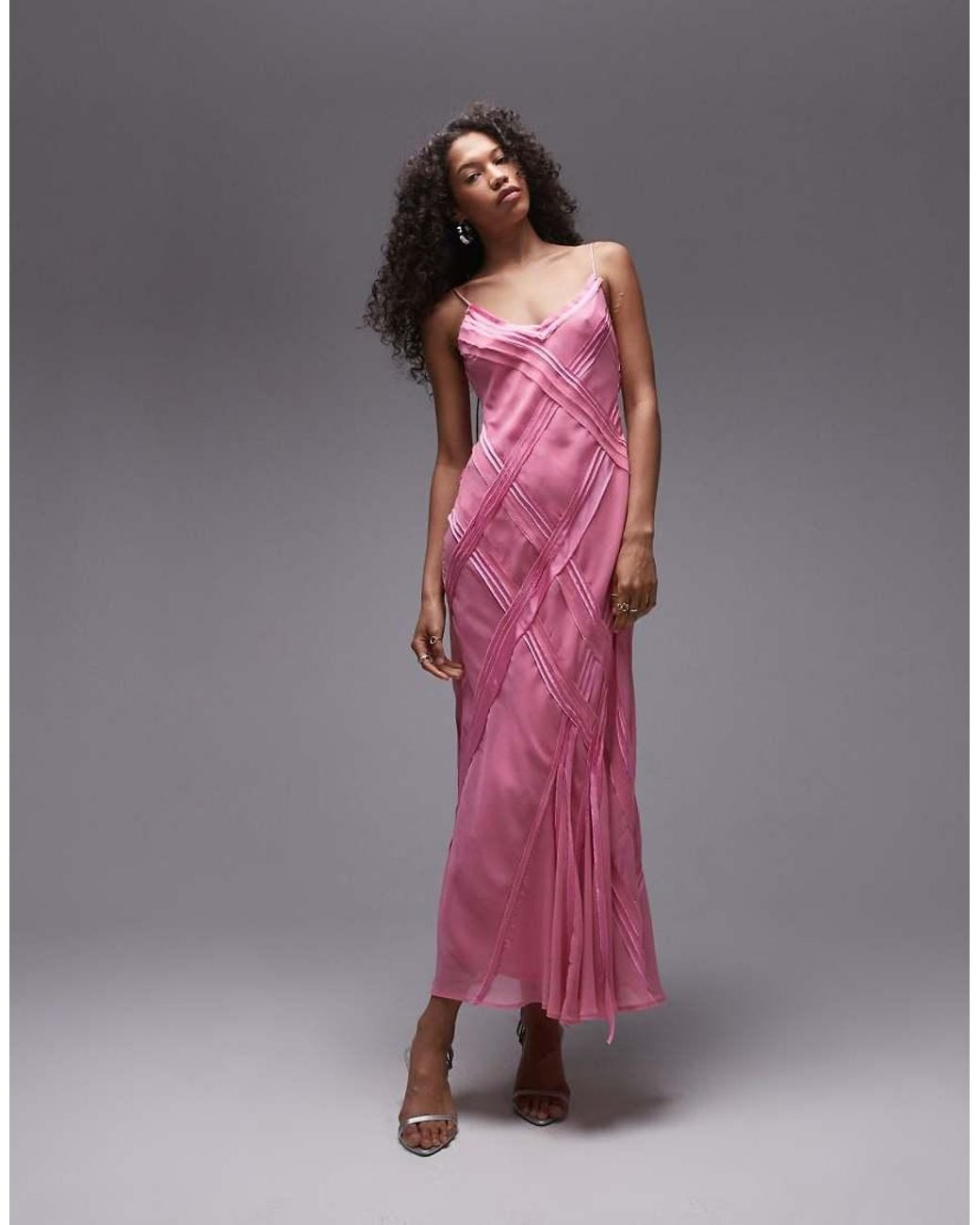 topshop pink satin slip dress Topshop strappy satin mini Pink Slip dress