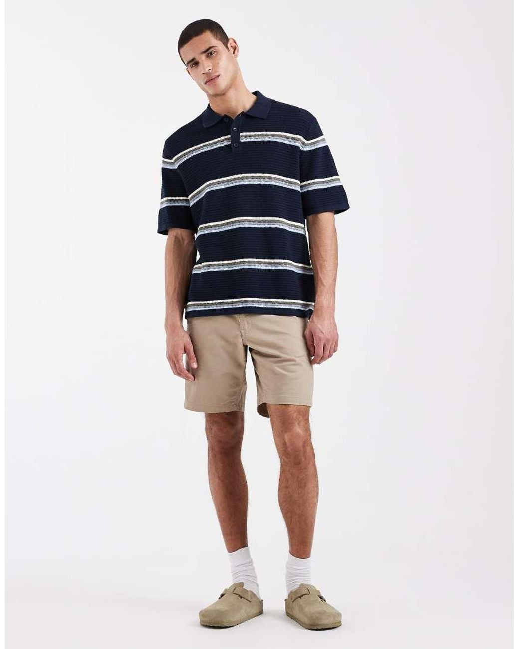 Jack & Jones Blue Crochet Polo for men