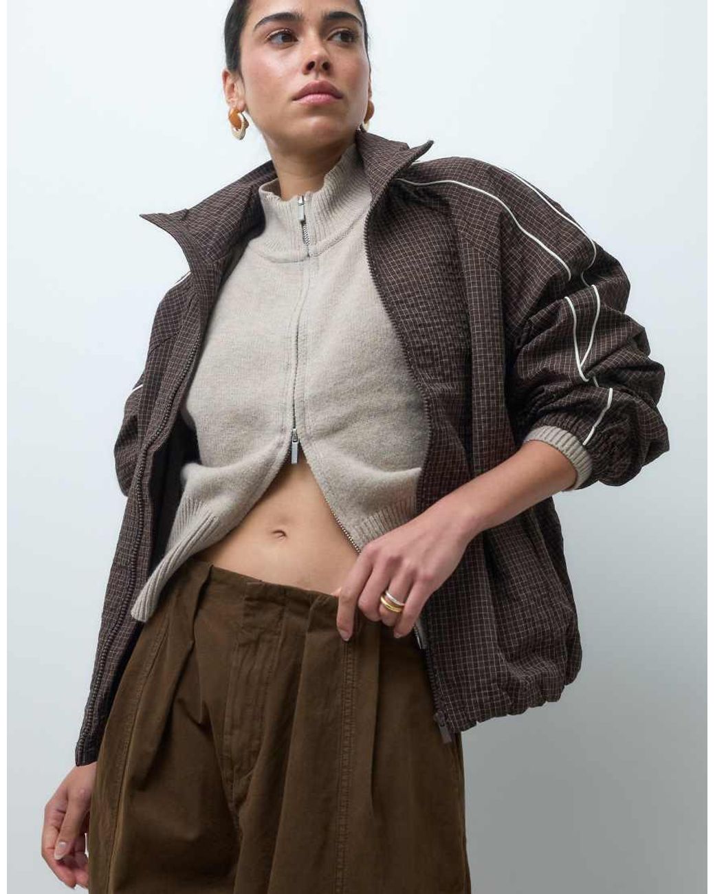 ASOS Brown Pleated Waistband Detail Trouser
