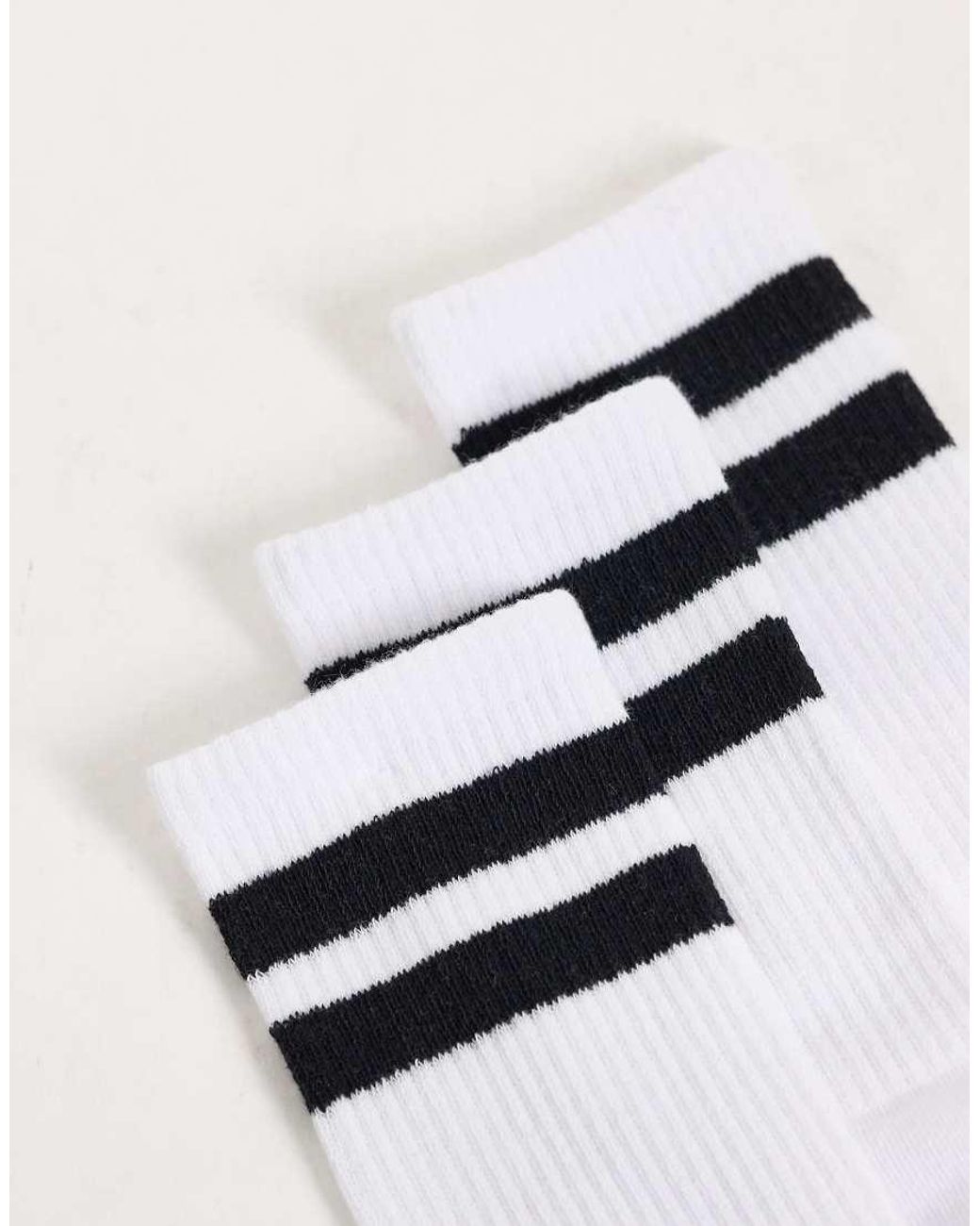 Jack & Jones White 3 Pack Striped Tennis Socks for men