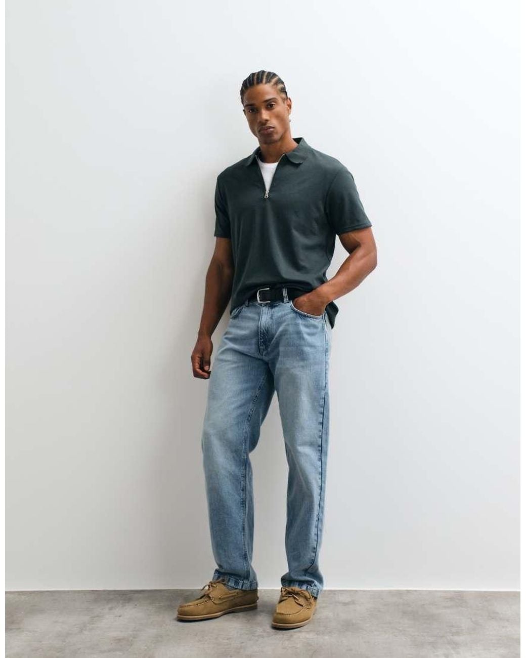 ASOS Blue Breathemax Heavyweight Zip Polo for men