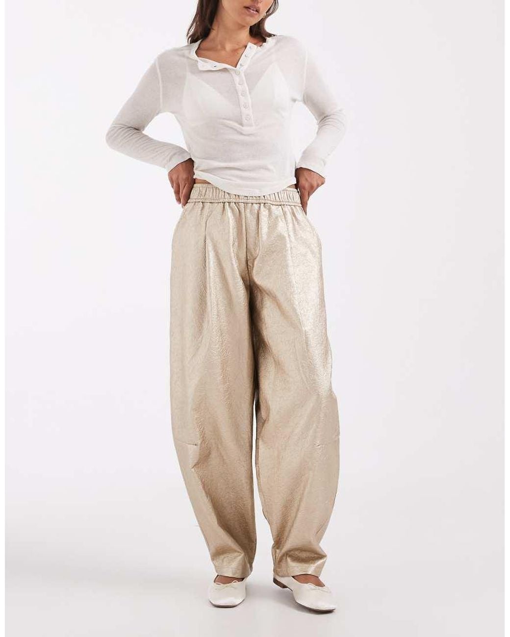 ASOS Natural Tailored Faux Leather Tapered Trouser