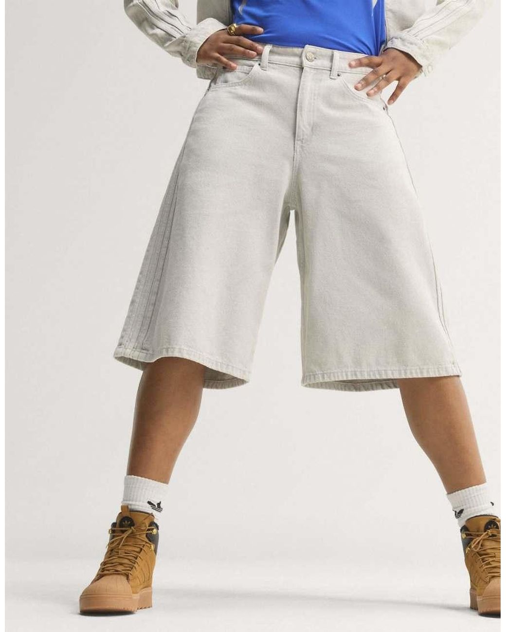 Adidas Originals Natural Mid Rise Denim Jorts